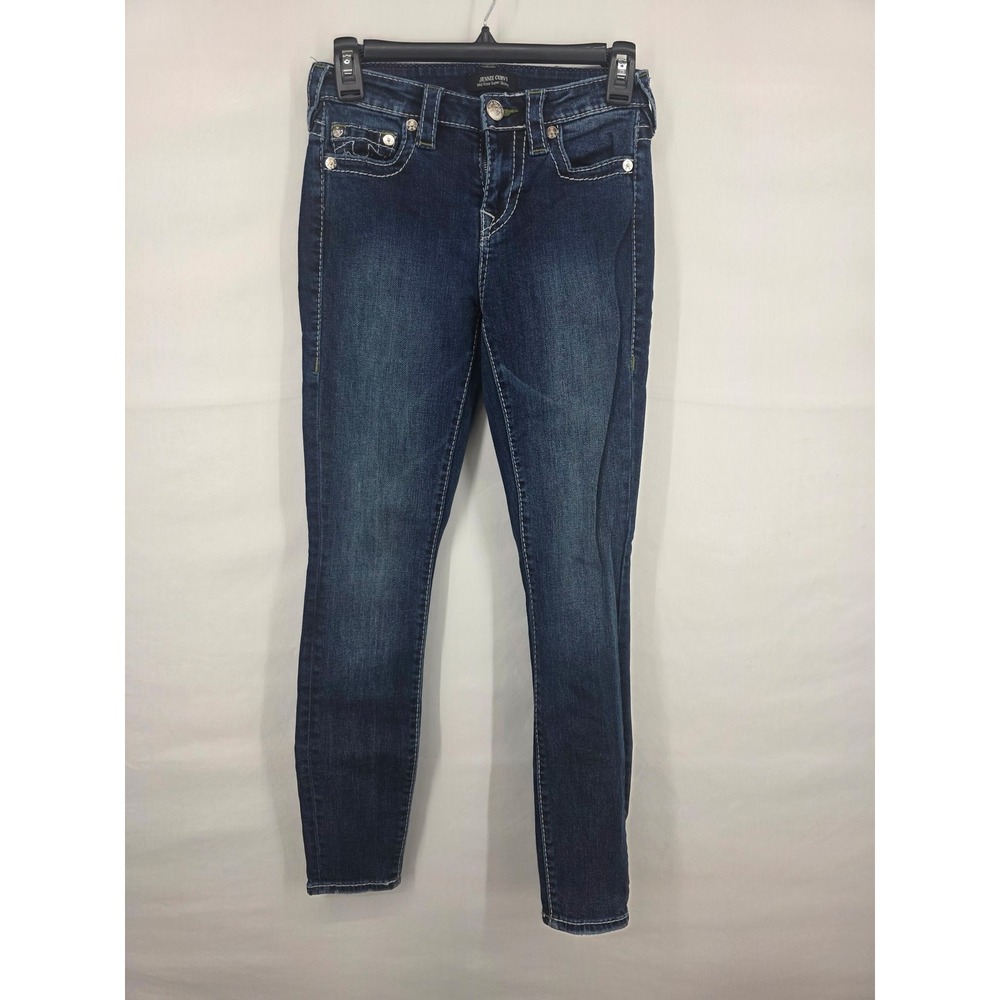 True Religion Jennie Curvy Mid Rise Super Skinny Jeans Dark Wash Size 25